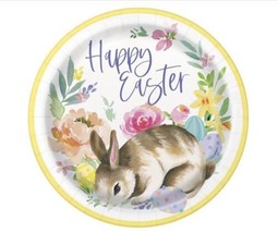 Watercolor Pastel Easter Bunny 8 ct 9&quot; Dinner Plates - £3.43 GBP