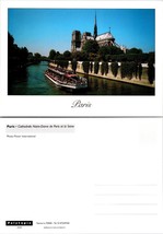 France Paris Notre Dame Catholic Church Cathedral Seine River Vintage Postcard - £7.01 GBP