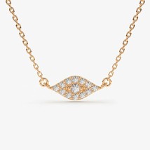 0.24CT Moissanite Lucky Mauvais Oeil Collier 14K Argent Plaqué or Jaune - £54.09 GBP