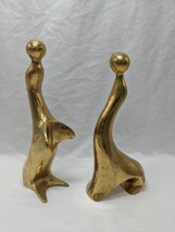 Pair Of (2) Mid Century Brass Seals Playing With Ball Figurines 9-10&quot; - £59.23 GBP