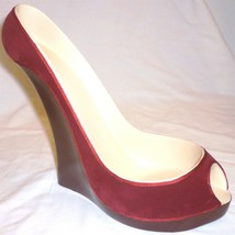 Wine Caddy Bottle Holder Wild Eye Design Red High Heel Wedge Shoe Felt Lined - $24.00