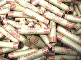 40 Penny Coin Wrappers- Rolls- Red &amp; Brown -Crimped On One End-N.F. Stri... - $26.95