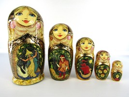Matryoshka Nesting Doll 7&quot; 5 Pc., Swan Princess Fairytale Hand Made Russian 1028 - £63.42 GBP