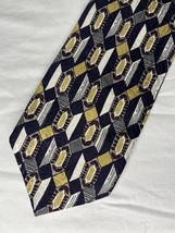 Vintage Talbot Studio Oak Hall Tie Gold Black White Diamonds Silk USA Made - $186.21 MXN