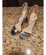 SAM EDELMAN Size 10.0 Gold Yaro Block Heels with Ankle Strap Excellent C... - $74.47 CAD