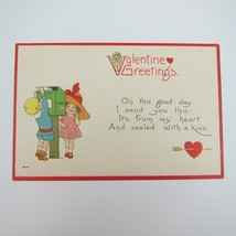 Postcard Valentine Greeting Blonde Boy Blue Girl Pink Dress Bergman Anti... - £7.98 GBP