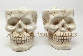 SET OF 2 White Homosapien Jointed Skull Shaped 16oz Mug Cup With Bone Handle - £28.10 GBP