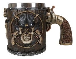 Rustic Western Wild West Captain Sheriff Cowboy With Cow Skull Coffee Mug Cup - £22.36 GBP