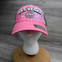 Las Vegas Hat Womens Adjustable Cap Hook Loop Back Pink Casual Distressed - £14.45 GBP