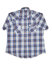 Vintage Saddlebrook Shirt Mens XL Western Plaid Pearl Snap Short Sleeve - $16.34