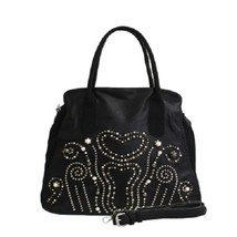 Black Gesia Firenze Rhinestone &amp; Pearl LG Hobo Handbag - G8053  - $45.99