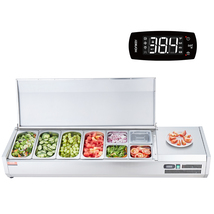 VEVOR Refrigerated Condiment Prep Station, 150W Stainless Steel Cover, 8... - $679.99