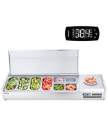 VEVOR Refrigerated Condiment Prep Station, 150W Stainless Steel Cover, 8... - $679.99