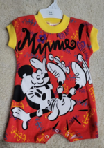 Vintage DISNEY Mickey&#39;s For Kids SIZE 0-3m MINNIE MOUSE  RED One Piece - £24.27 GBP