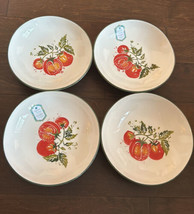 4 Papart Hand Painted Turkey Tomatoes Salad Bowls Italian Theme 9” - $64.99