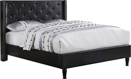 Home Life Premiere Black Tufted With Nails Leather 51&quot; Tall Headboard Bed With - £204.00 GBP