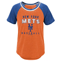 MLB New York Mets Girls&#39; Burnout T-Shirt Size XS 4/5 - £9.93 GBP