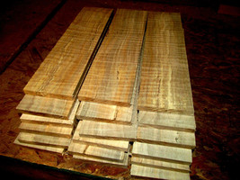 Ten (10) Thin, Kiln Dried, Spalted Sanded Curly Maple 12&quot; X 3 X 1/8&quot; Lumber Wood - £35.07 GBP