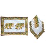 Hand Block 100% Cotton Indian Style Theme Dining Table Mats and Napkins ... - $47.27 CAD