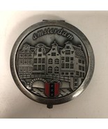 Vtg Silver Amsterdam Collectible Compact Mirror Purse Handbag Architecture - $18.14 CAD