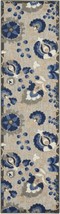2' X 8' Blue And Gray Floral Indoor Outdoor Area Rug - $2,120.93 MXN