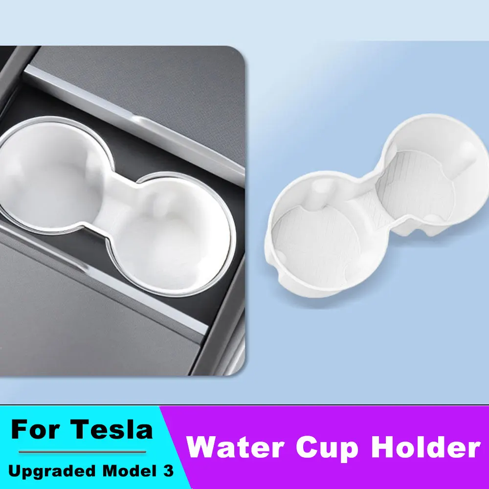 Cup Holder for Tesla Model 3 Highland 2024 Pink White Silicone Water Bottle - $26.17