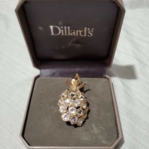 Dillard&#39;s Pineapple Brooch Pin Rhinestones Goldtone - £15.80 GBP