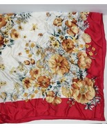 Chic Vintage large floral %100 silk scarf or wrap Red Gold Brown - $39.60