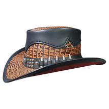 Crocodile Texture Hunter Leather Hat - £227.53 GBP