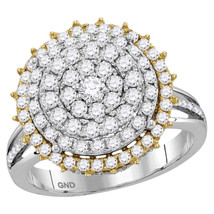 10kt Two-tone Gold Round Diamond Cluster Bridal Wedding Engagement Ring 1-1/2 - £1,415.52 GBP
