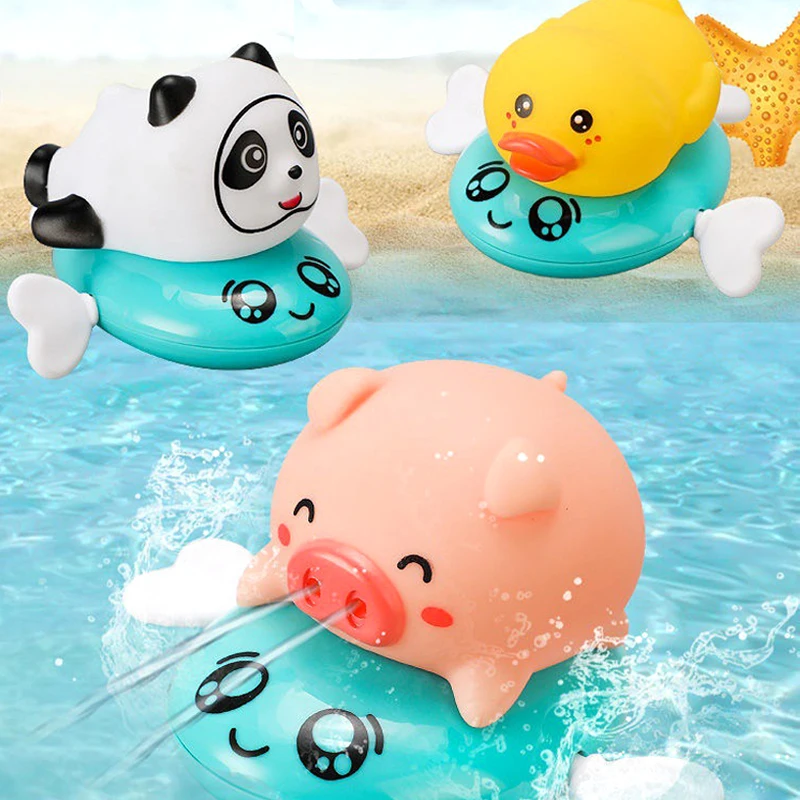 Oys swimming pool cute animal turtle duck pig octopus wound up chain clockwork spraying thumb200