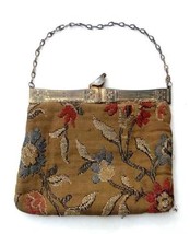 Antique Victorian Ladies Tapestry Embroidered Purse Owned Helene Dayton Li Ny - £38.11 GBP