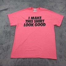Gildan Shirt Mens M Pink Heavy Cotton Short Sleeve Crew Neck Statement Tee - £17.99 GBP
