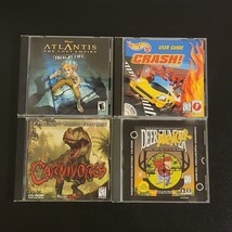Vintage PC CD-Rom 4 Games Carnivores / Atlantis / Deer Hunter / Hot Wheels Crash - £31.41 GBP