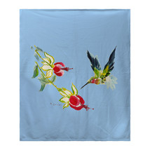 Betsy Drake Betsy&#39;s Hummingbird on Blue Fleece Blanket - £51.43 GBP