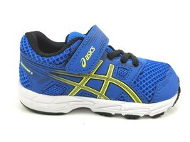 ASICS Kid&#39;s Size 6 Contend 5 TS Running Shoes 1014A046 Blue/Lemon Spark - $34.60