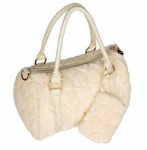 Sweetheart Cream Women&#39;s Handbag Faux Fur Purse, shoulder bag, retro girls heart - £32.48 GBP