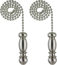 Brushed Nickel Ciata Pendant Pull Chain In 2 Pack With 12 Inch Beaded Ch... - £34.75 GBP