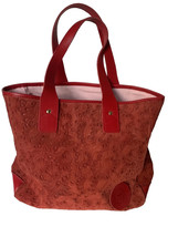 Waterbury Leatherworks Luxe Suede Leather tote bag shoulder handles red USA - £94.14 GBP