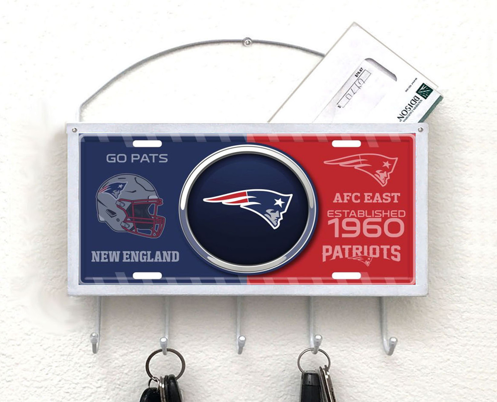 New England Patriots Mail Organizer, Mail Holder, Key Rack, Mail Basket,... - $23.99