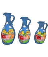 Vintage Mexican Pottery Wall Hanging Pitcher Trio Hand Painted Village S... - $59.39