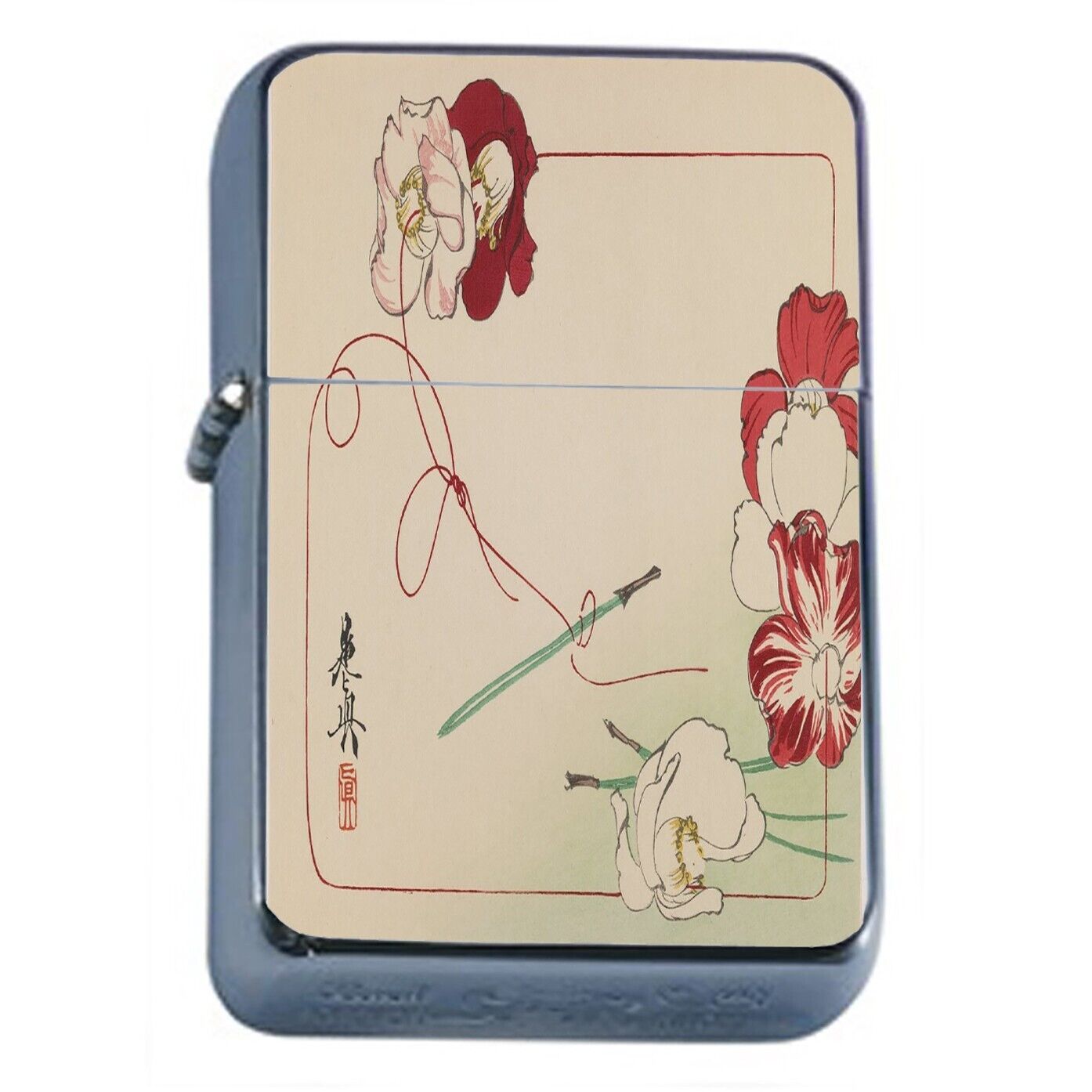 Oil Lighter JAPAN Poppy Flower Illustration
