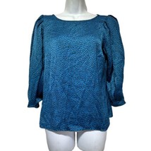 banana republic Blue Long Sleeve pleated volume sleeve top Blouse Size S - £22.15 GBP