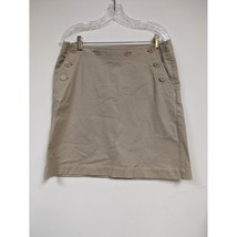 Talbots Size 12 Khaki Skirt Tan Straight Buttons Stretch - £14.32 GBP