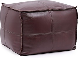 Vonluce Stuffed Sq\. Pouf, Real Leather Pouf Ottoman, Handmade, In Dark ... - £118.48 GBP