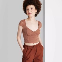 Women&#39;s Short Sleeve Lace Bustier T-Shirt - Wild Fable™ XS size - $15.73