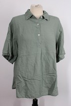 JW Anderson Uniqlo M Boxy Oversized Green Short Sleeve Linen Pullover Top Shirt - £24.09 GBP
