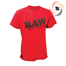 1x Shirt Raw Logo Core Design Red Comfy 100% Cotton T Shirt | M | Stash Pocket - £32.87 GBP