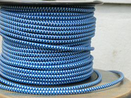 Blue &amp; White Cloth Covered 3-Wire Round Cord - Vintage Lamps Pendant Lig... - $1.67