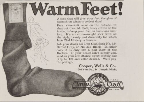 1924 Print Ad Cooper,Wells & Co. Socks Wool Outside,Cotton Inside St Joseph,MI - $12.07